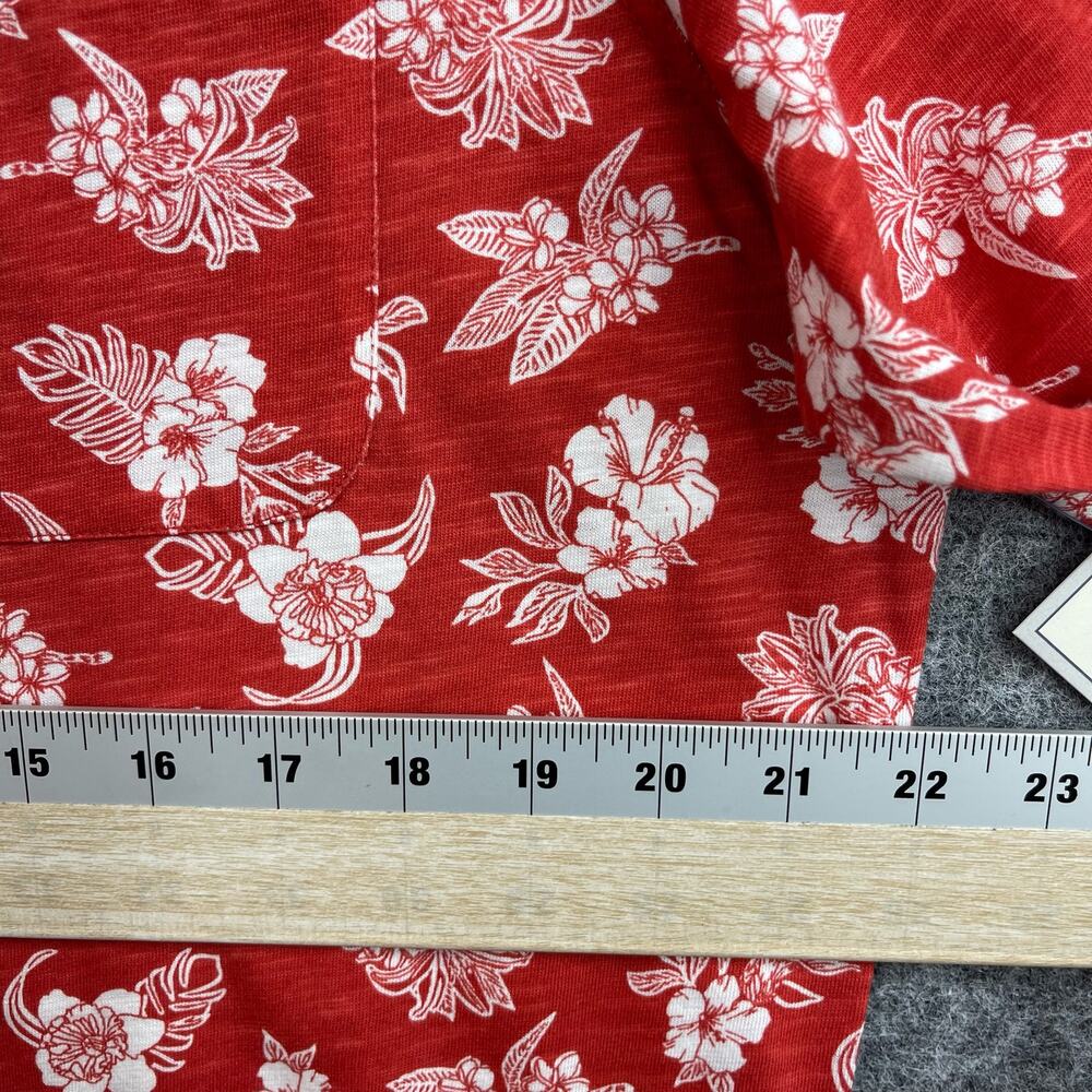 Chaps Mens Seacost Wash Button-Down Printed Shirt Size Medium Red White - Picture 4 of 10